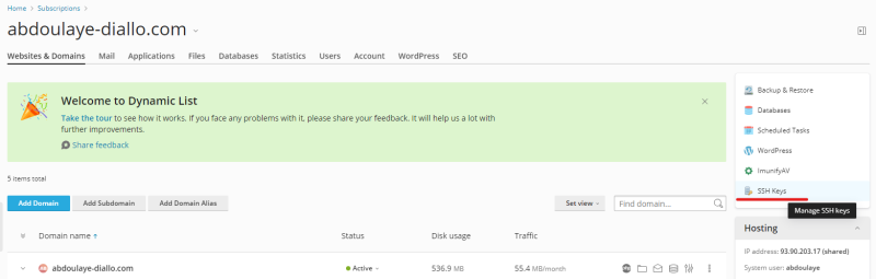 Fichier:Plesk ssh keys.png