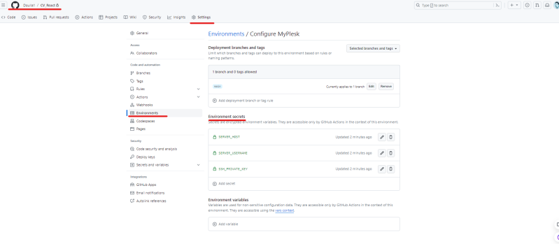 Fichier:Environement secrets Plesk.png